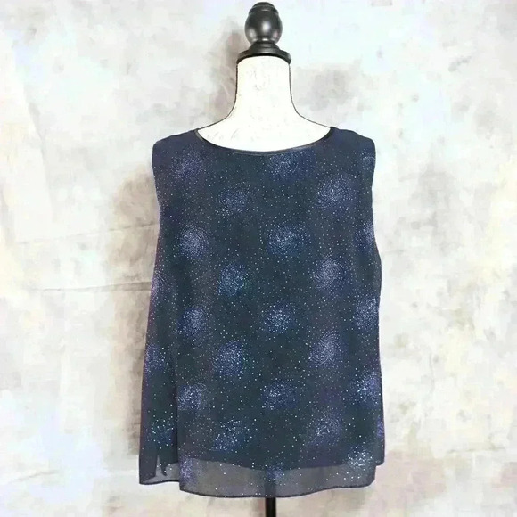Women's Dana Kay Size 18W navy blue pinwheel/sparkle design camisole - Picture 6 of 11